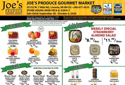 Joe's Produce Gourmet Market Weekly Ad September 30 - October 6, 2026