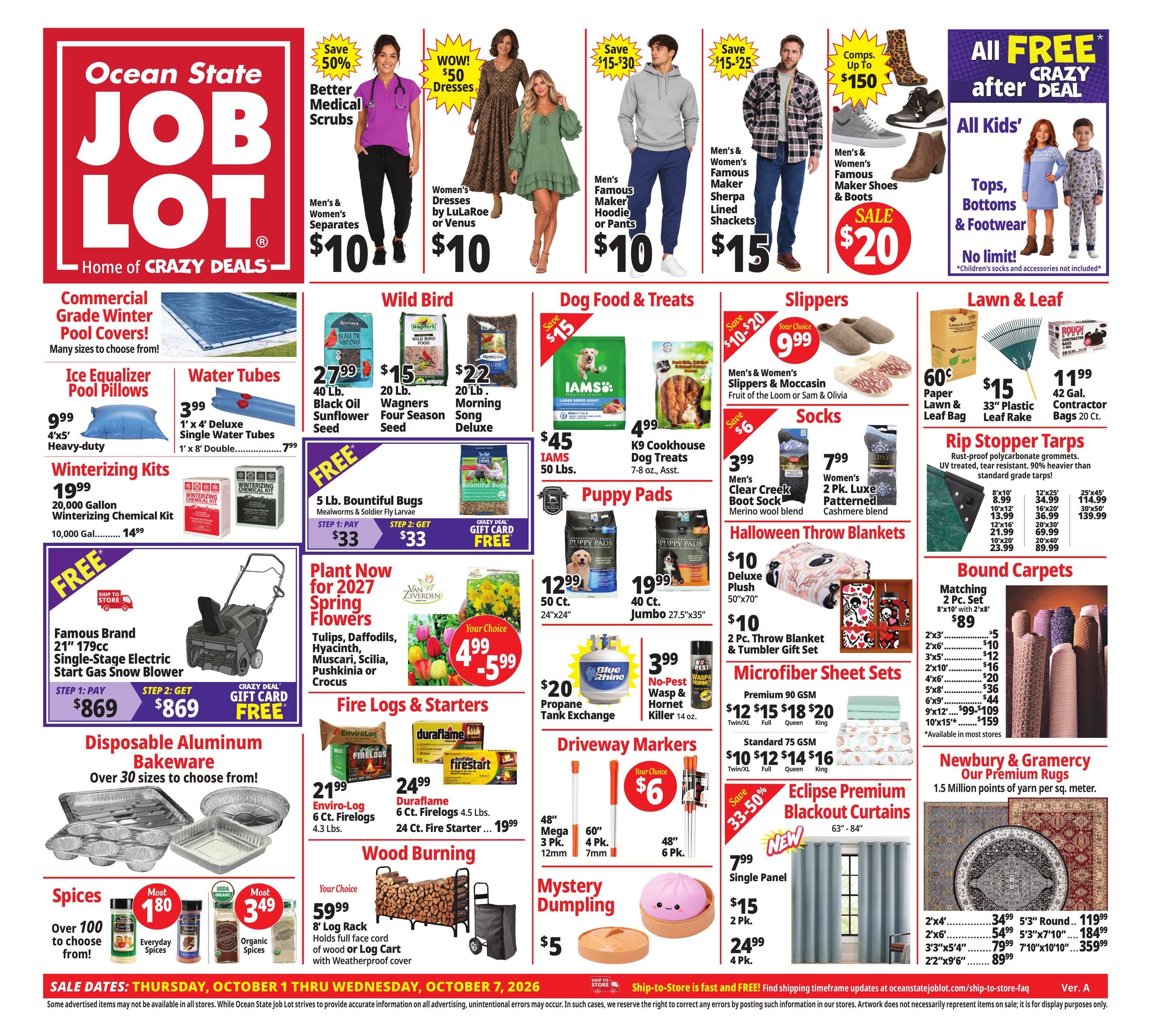 Ocean State Job Lot (Boston Area, MA) Weekly Ad October 1 - 7, 2026