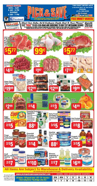 Pick & Save Supermarket (7404 East Seven Mile Road, Detroit, MI) Weekly Ad October 1 - 14, 2026