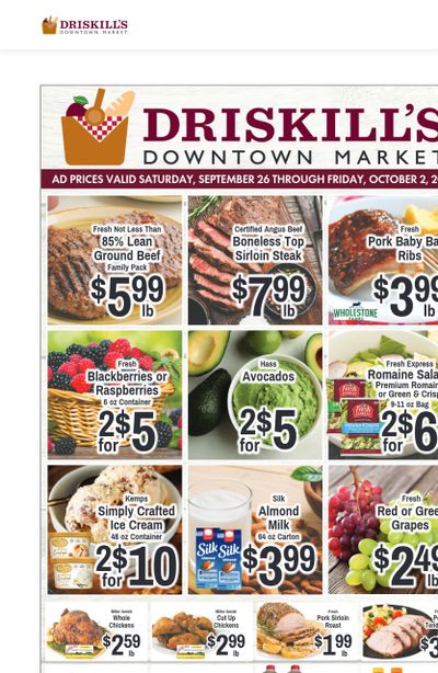 Driskill's Foods (Chanhassen-Minneapolis Area, MN) Weekly Ad September 27 - October 3, 2026