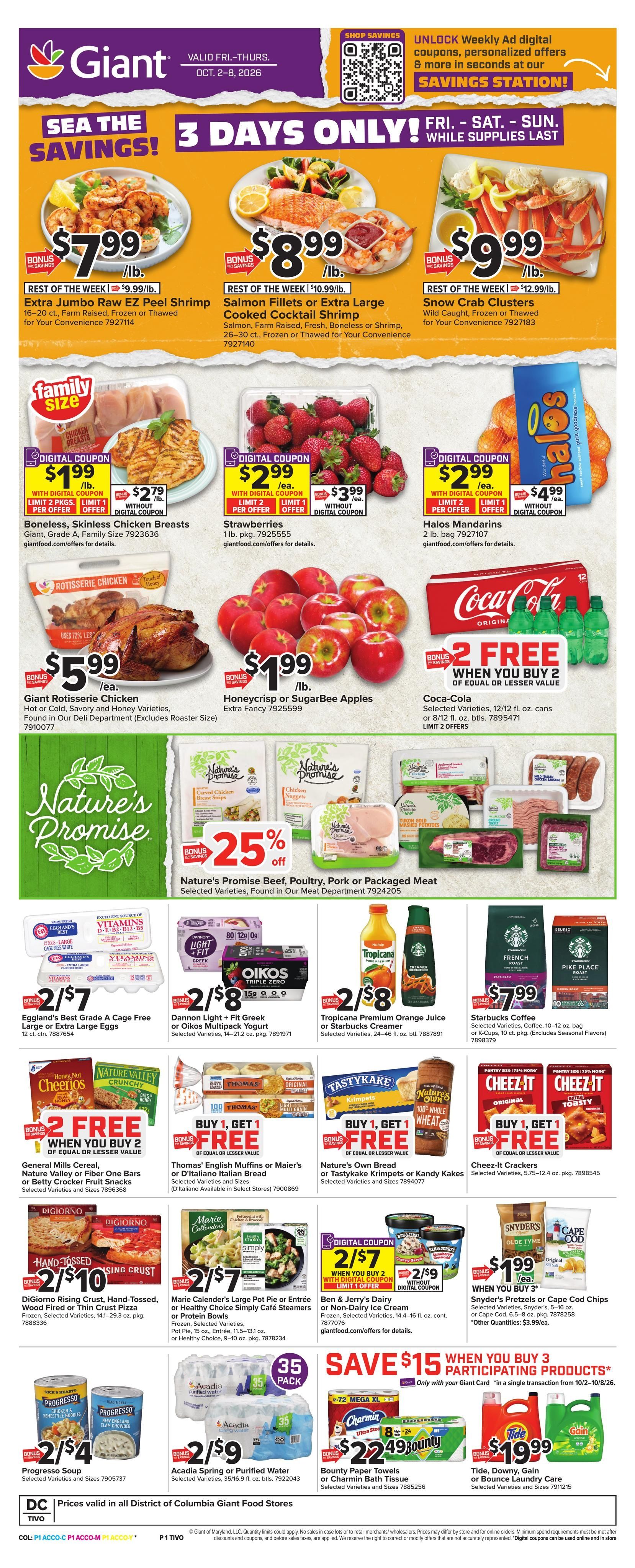 Giant Food (Naval Anacost Annex Area, DC) Weekly Ad October 2 - 8, 2026