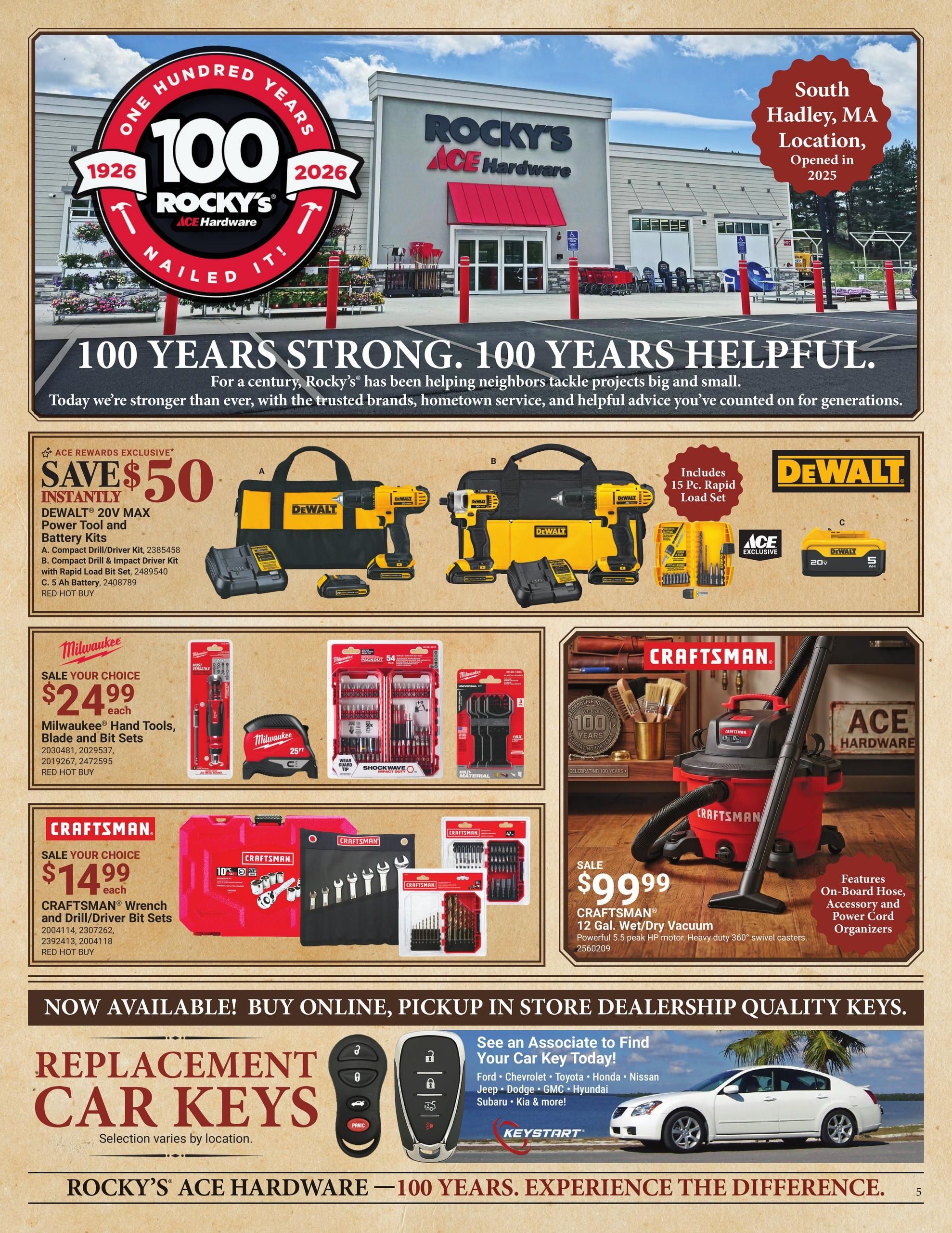 Ace Hardware (Boca Raton Area, FL) Rocky's 100th Anniversary Event Weekly Ad October 1 - 31, 2026