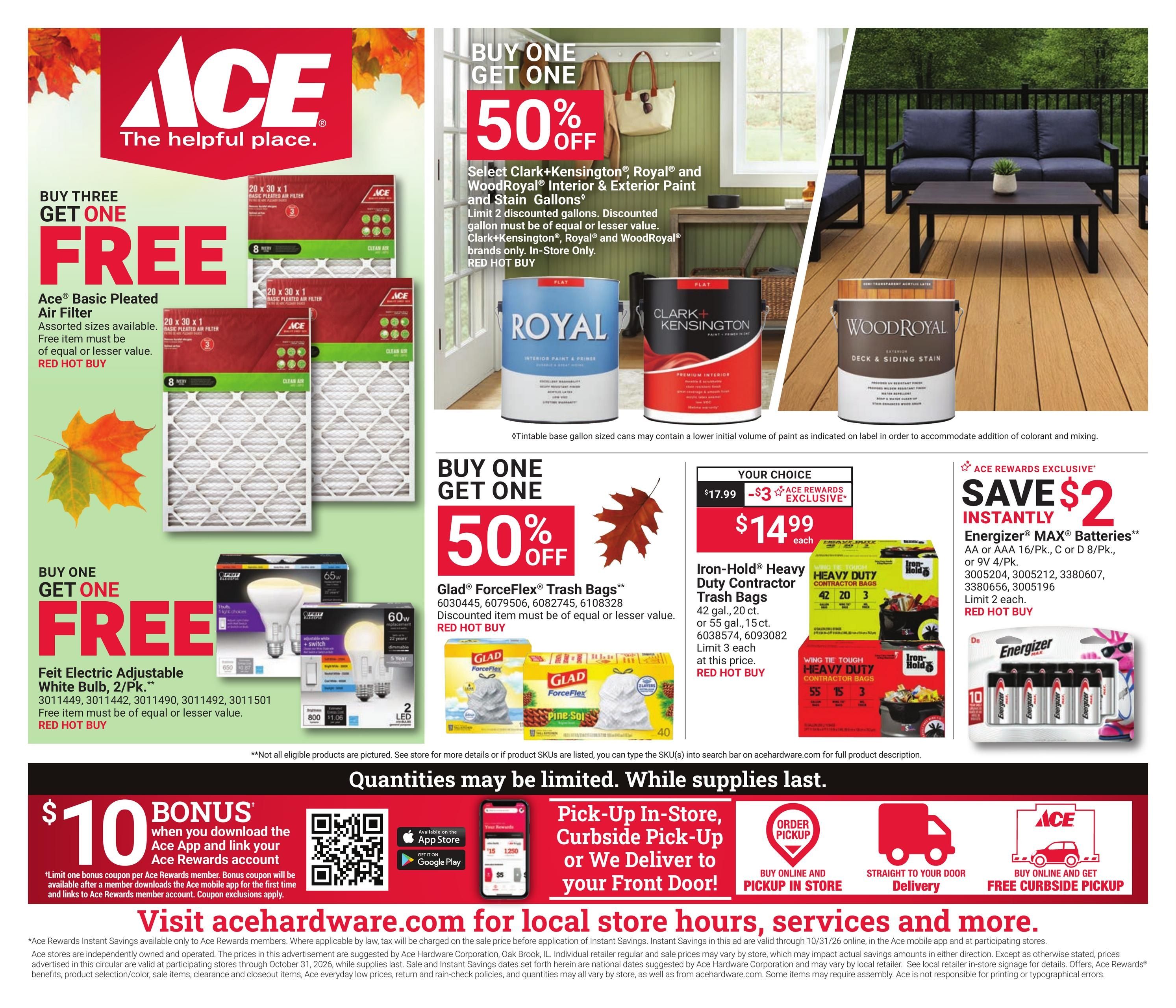 Ace Hardware (Deridder Area, LA) Fall Into Savings Weekly Ad October 1 - 31, 2026