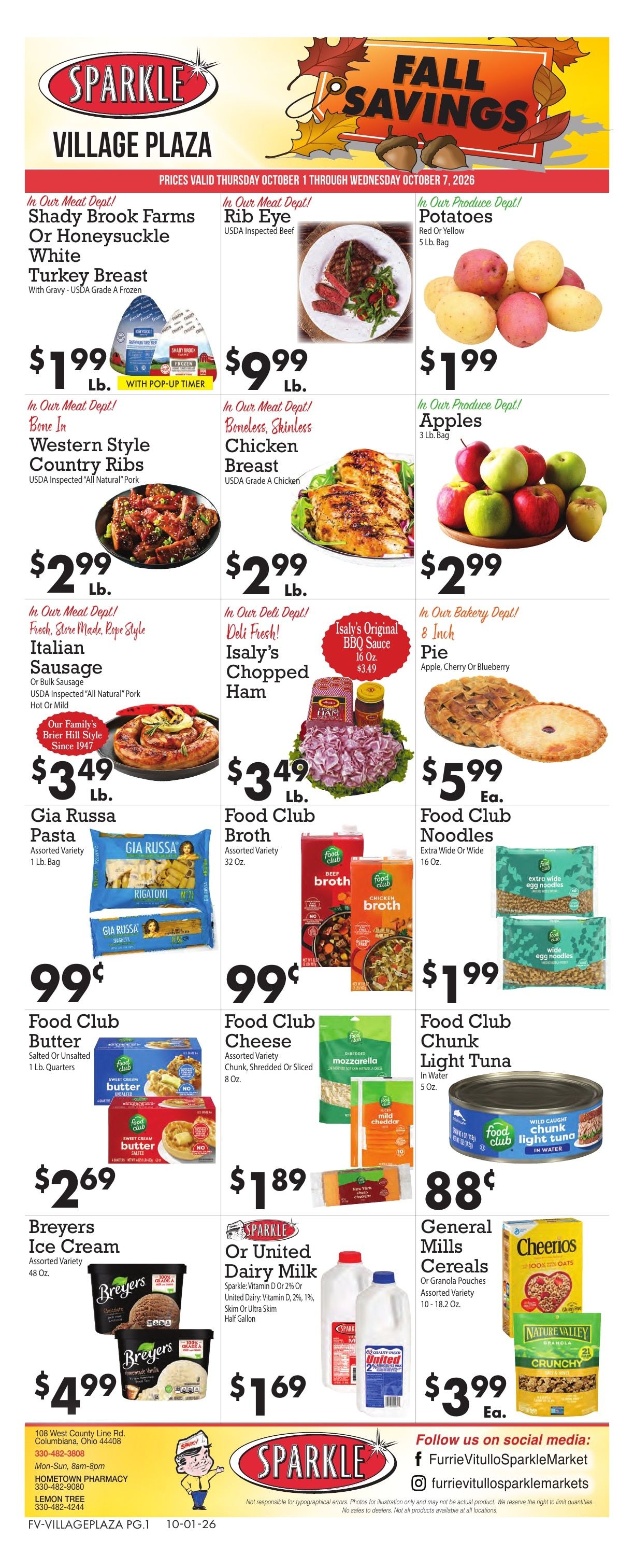 Sparkle Markets (Columbiana, OH) Weekly Ad October 1 - 7, 2026