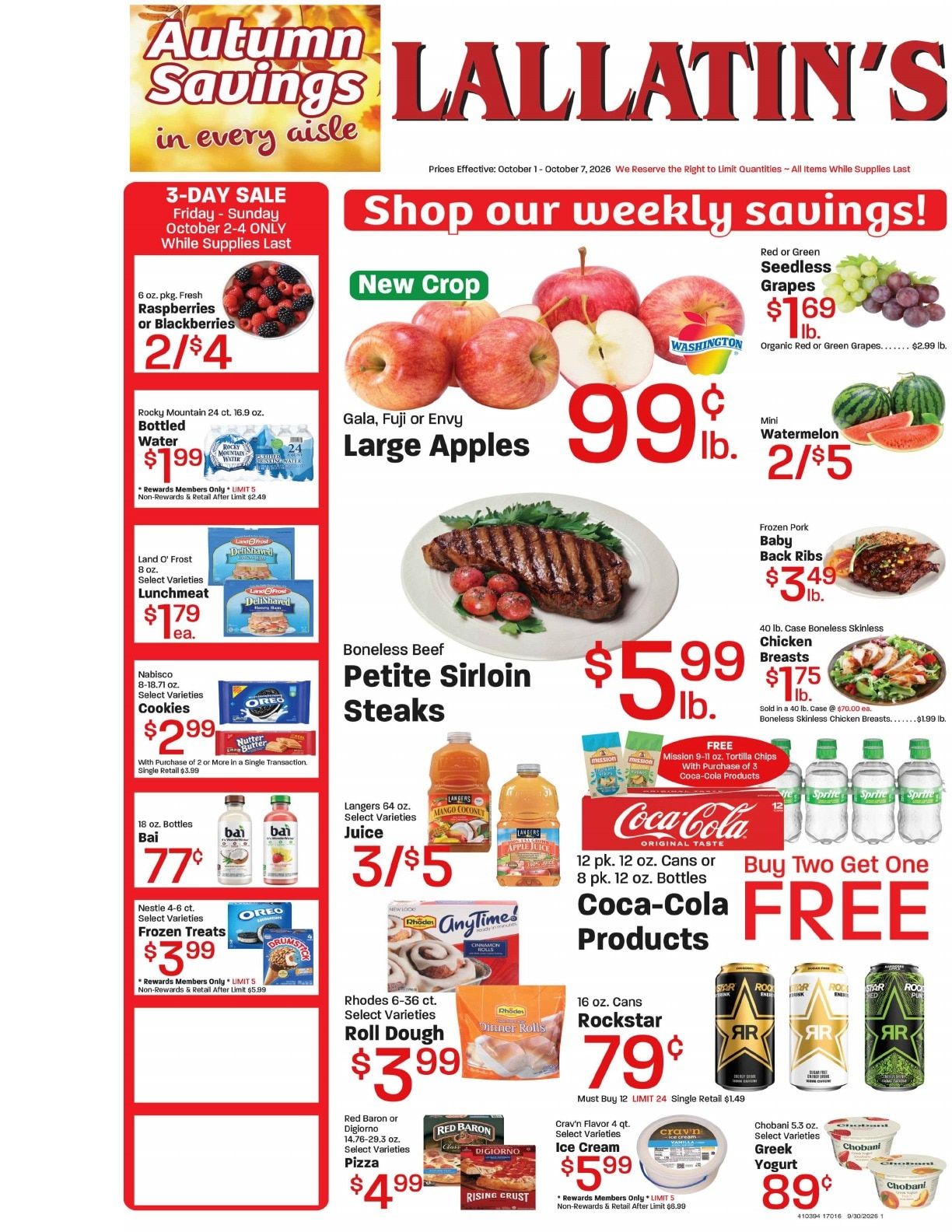 Lallatin Food Town Weekly Ad October 1 - 7, 2026