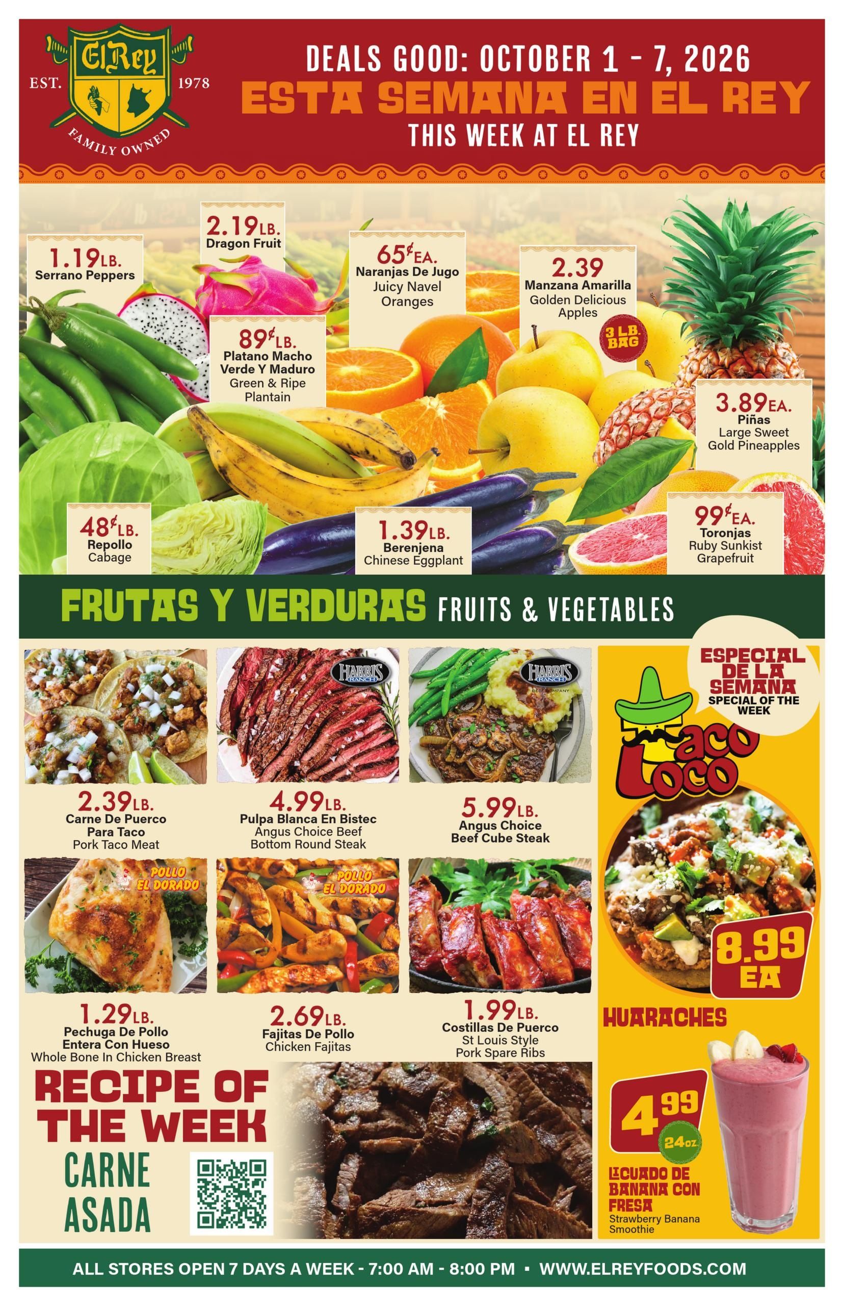El Rey Foods Weekly Ad October 1 - 7, 2026