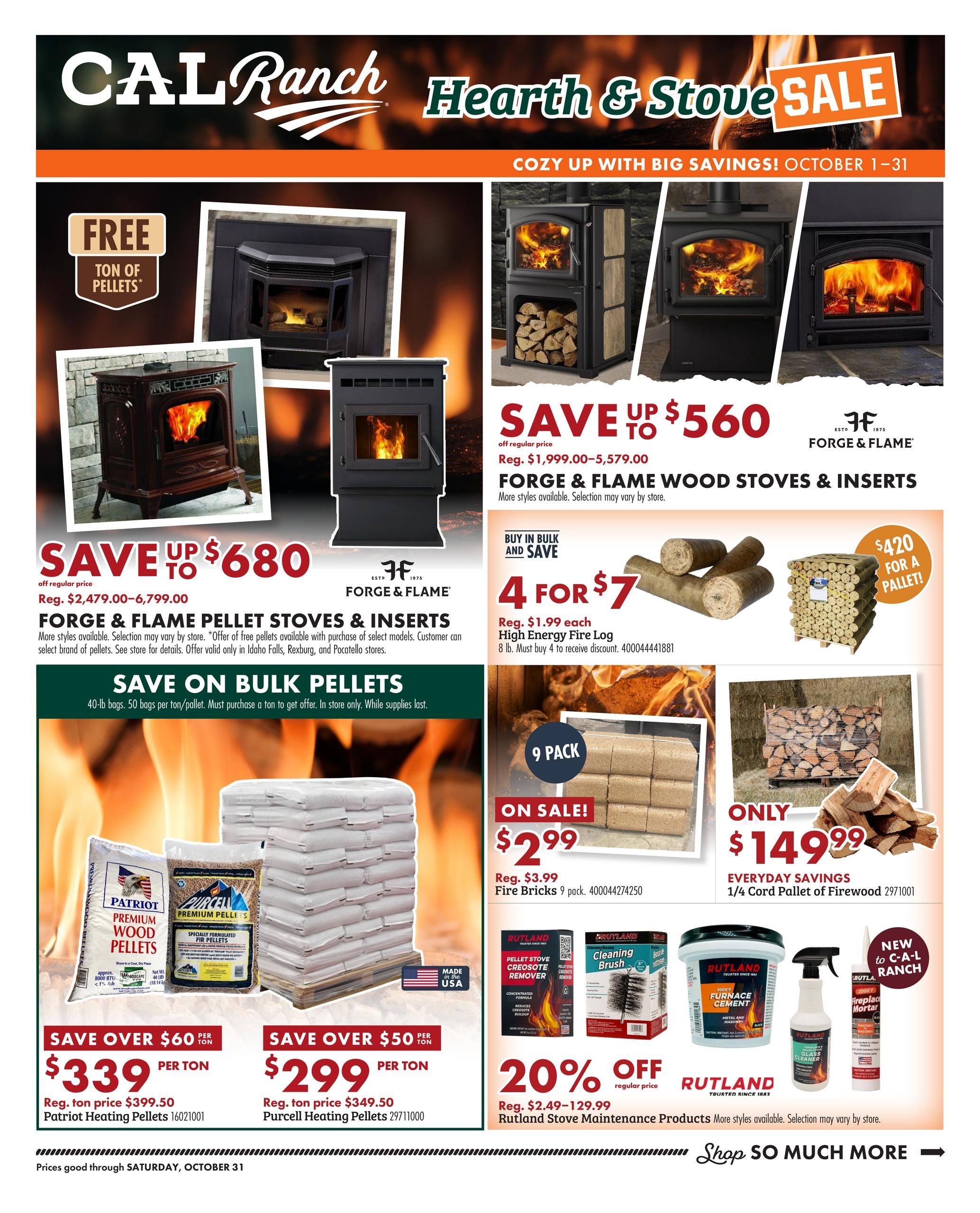 C-A-L Ranch Stores Hearth & Stove Sale Weekly Ad October 1 - 31, 2026