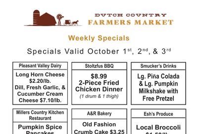 Dutch Country Farmers Market Weekly Specials Weekly Ad October 1 - 3, 2026