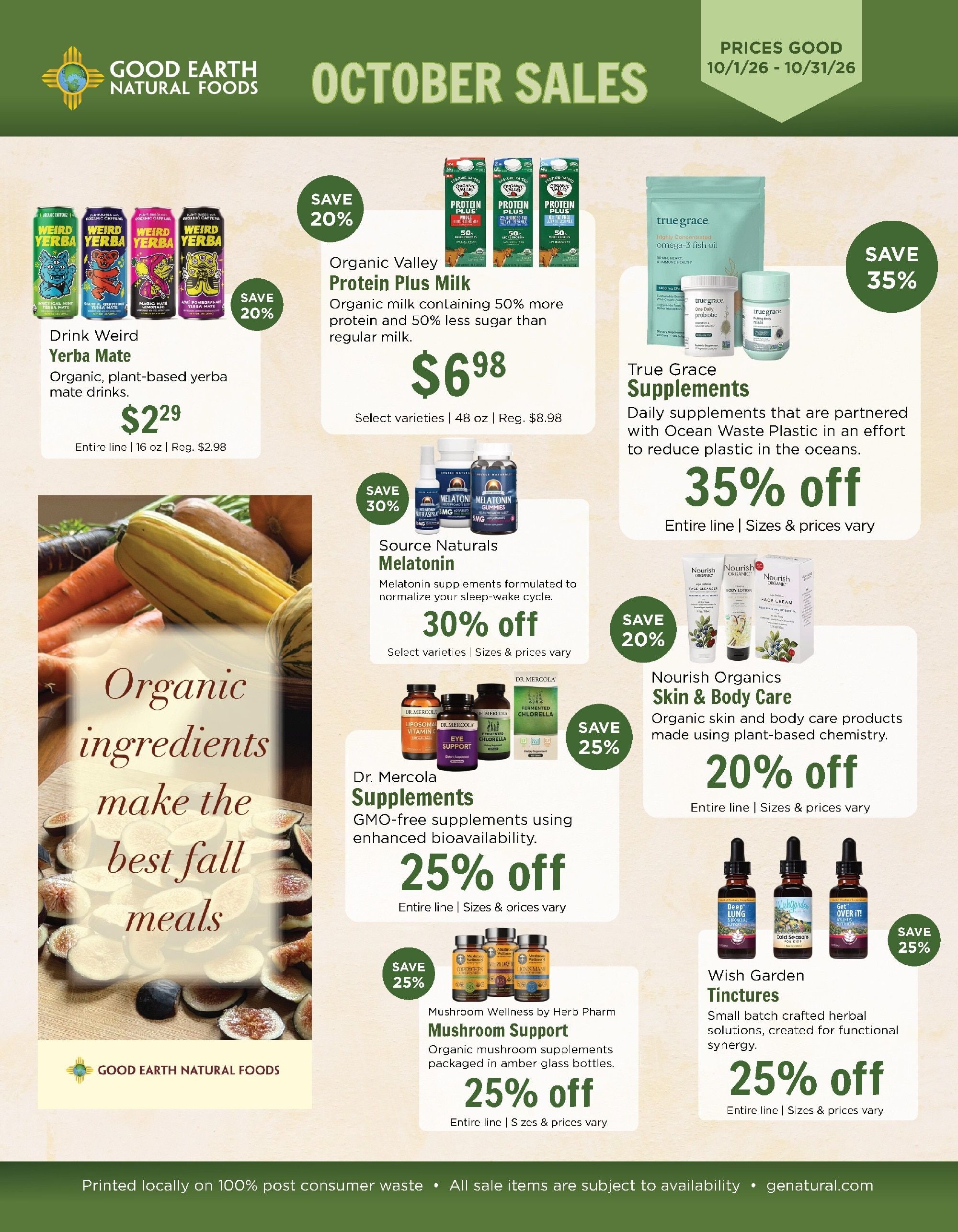 Good Earth Natural Foods Monthly Specials Weekly Ad October 1 - 31, 2026