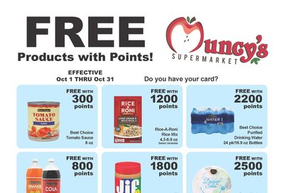 Muncy's Supermarket Rewards Freebie List Weekly Ad October 1 - November 30, 2026