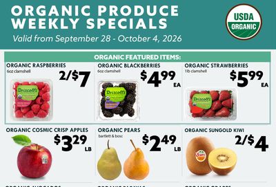 Green's Natural Foods Organic Produce Weekly Specials Weekly Ad September 28 - October 4, 2026