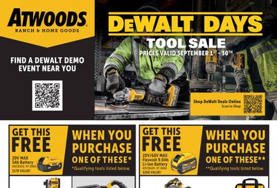 Atwoods DeWalt Days Sale Weekly Ad September 1 - October 4, 2026