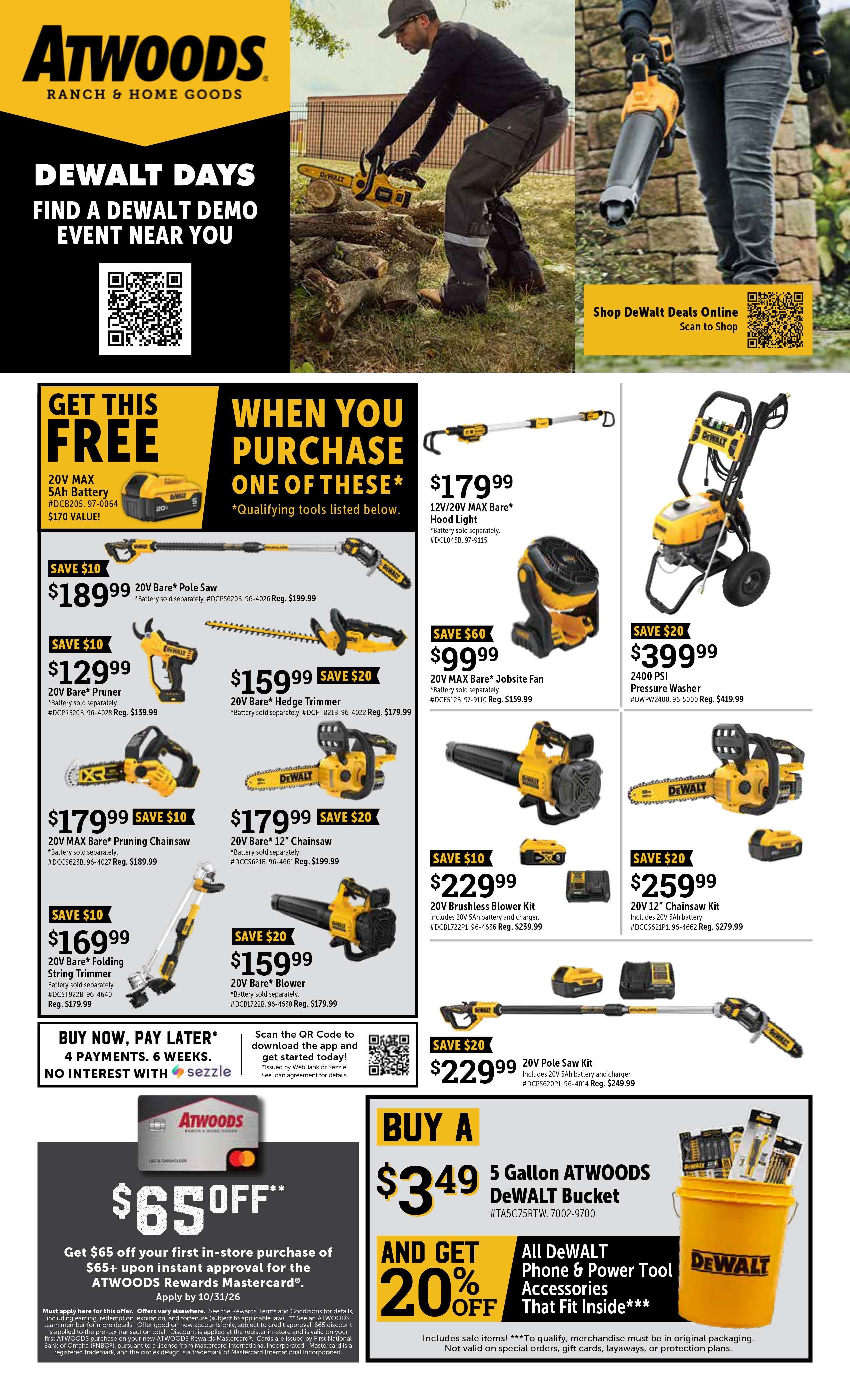 Atwoods DeWalt Days Sale Weekly Ad September 1 - October 4, 2026