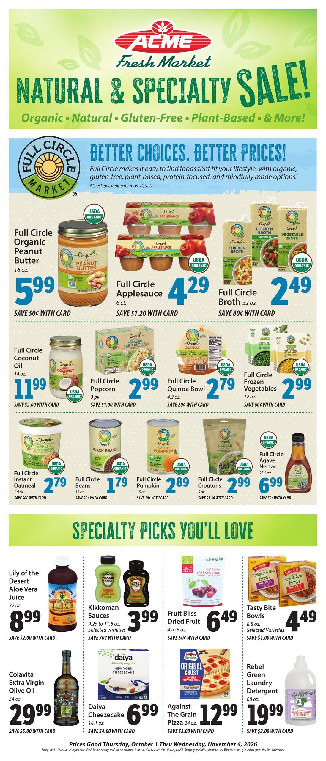Acme Fresh Market Secondary Promotions Weekly Ad October 1 - November 4, 2026