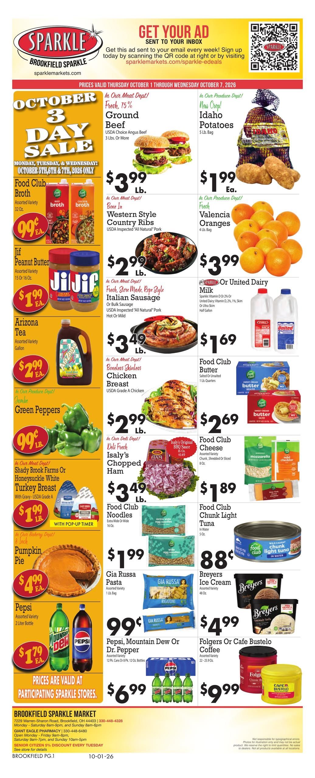 Sparkle Markets (Hermitage Area, PA) Weekly Ad October 1 - 7, 2026