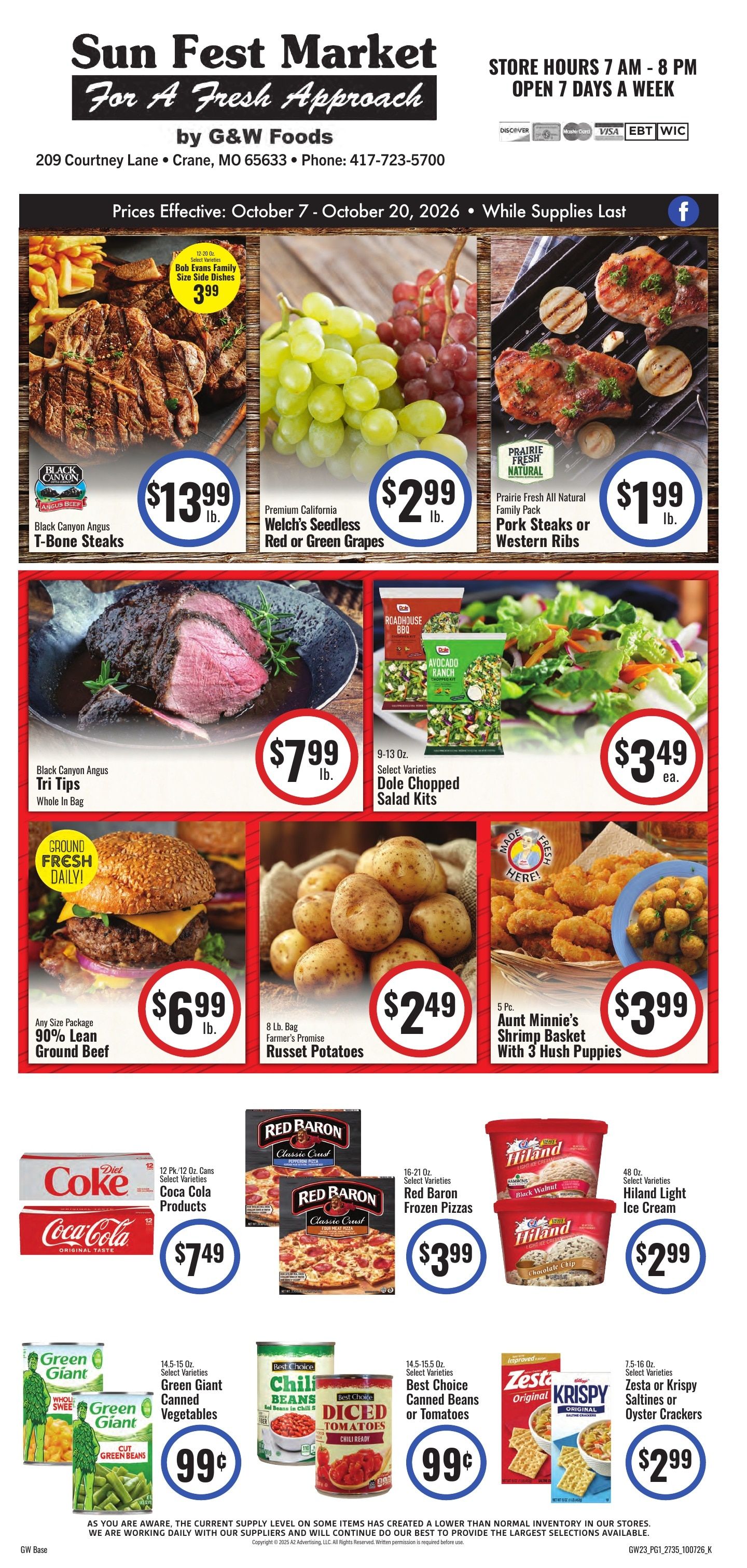 Sun Fest Market (Crane, MO) Weekly Ad October 7 - 20, 2026