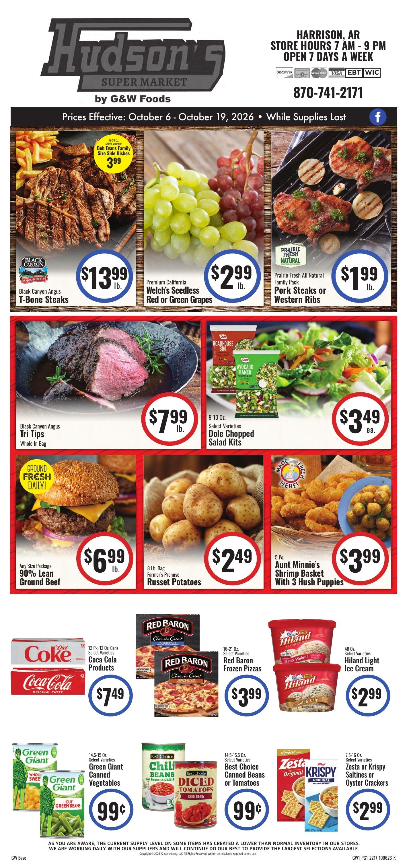 Hudson's Super Market Weekly Ad October 6 - 19, 2026