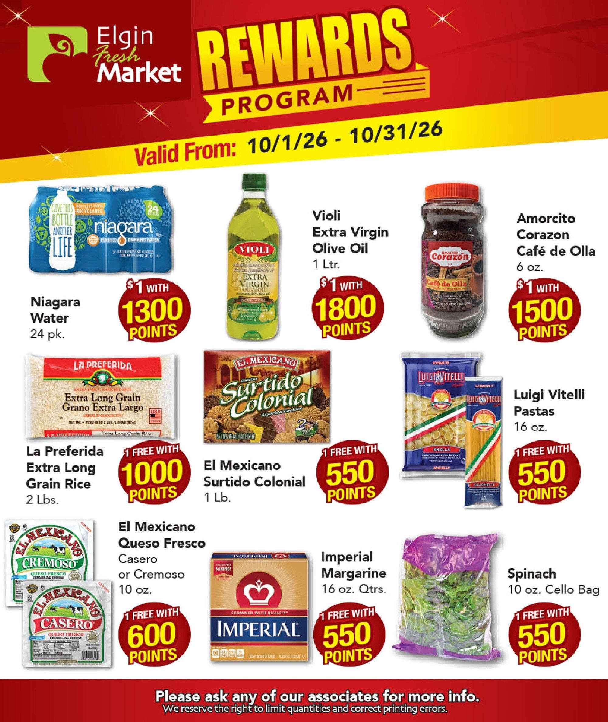 Elgin Fresh Market Monthly Rewards Weekly Ad October 1 - 31, 2026