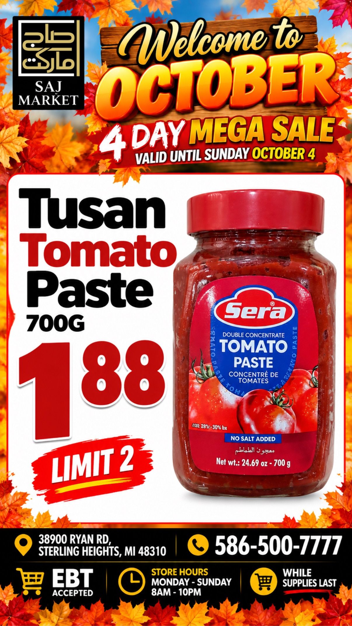 Saj Market Weekly Ad October 1 - 7, 2026