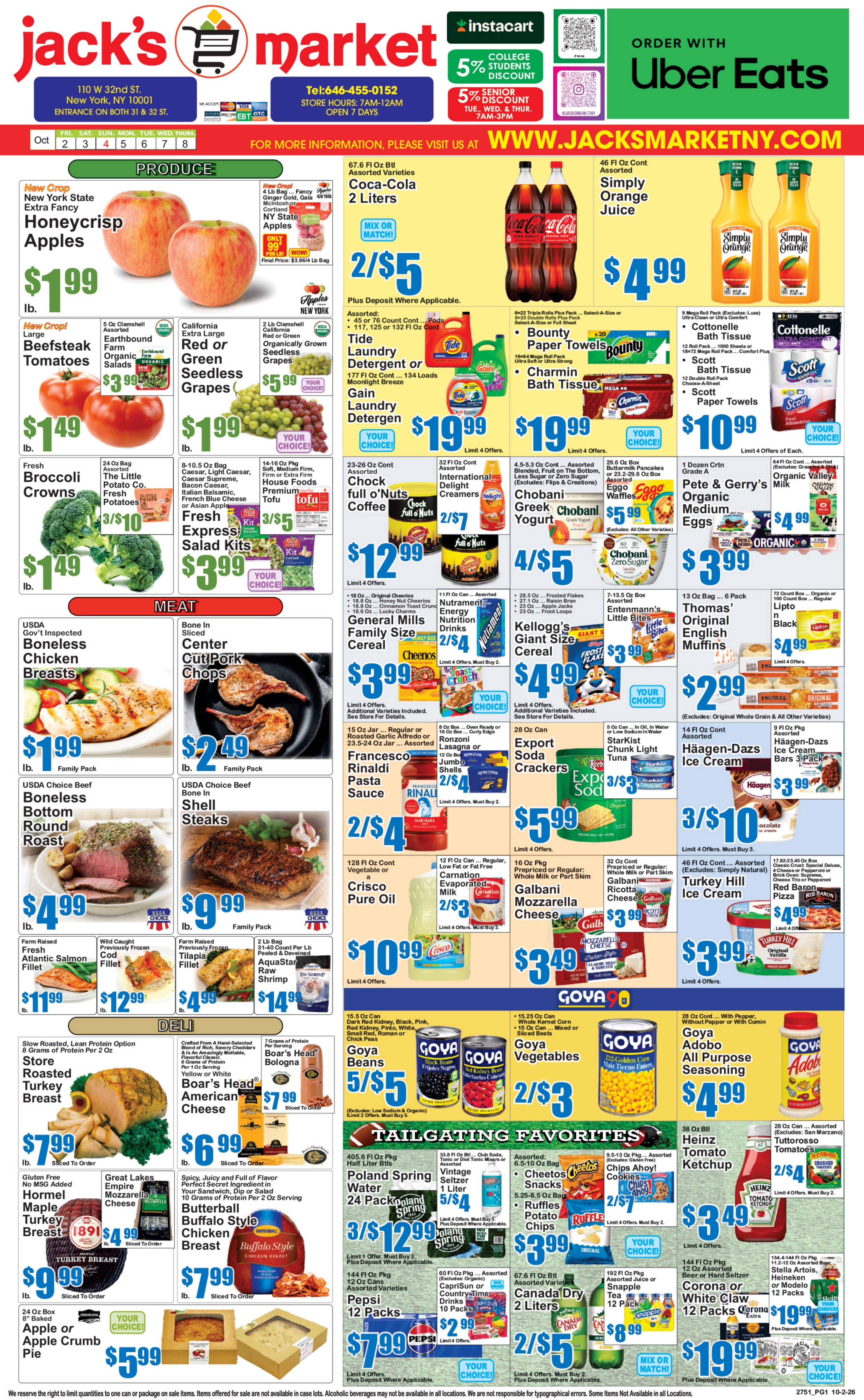 Jack's Market NYC Weekly Ad October 2 - 8, 2026