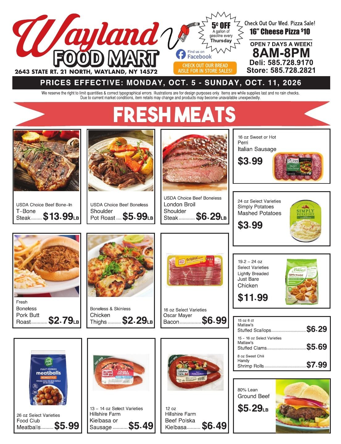 Wayland Food Mart Weekly Ad October 5 - 11, 2026