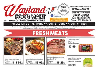 Wayland Food Mart Weekly Ad October 5 - 11, 2026