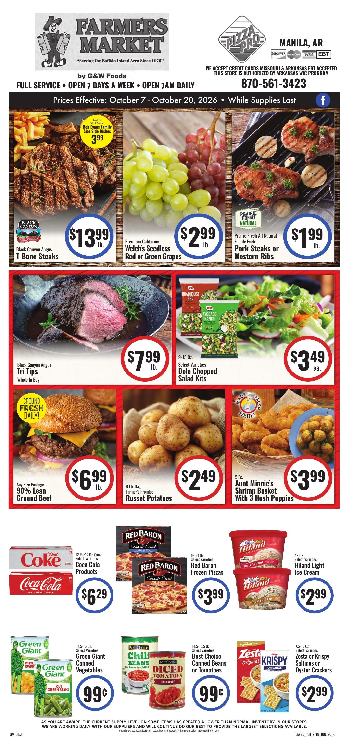 G&W Foods Farmers Market (Manila, AR) Weekly Ad October 7 - 20, 2026