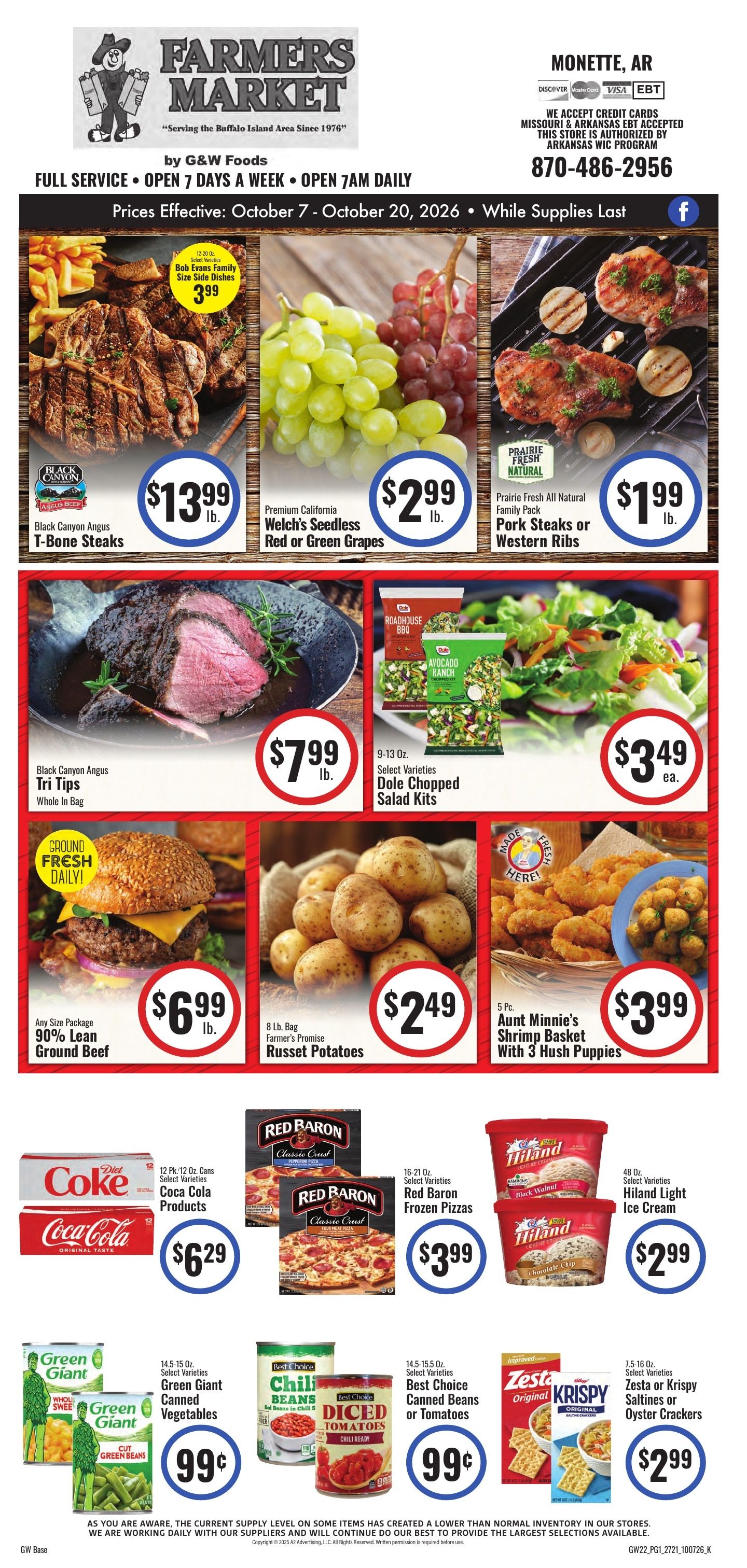 G&W Foods Farmers Market (Monette, AR) Weekly Ad October 7 - 20, 2026