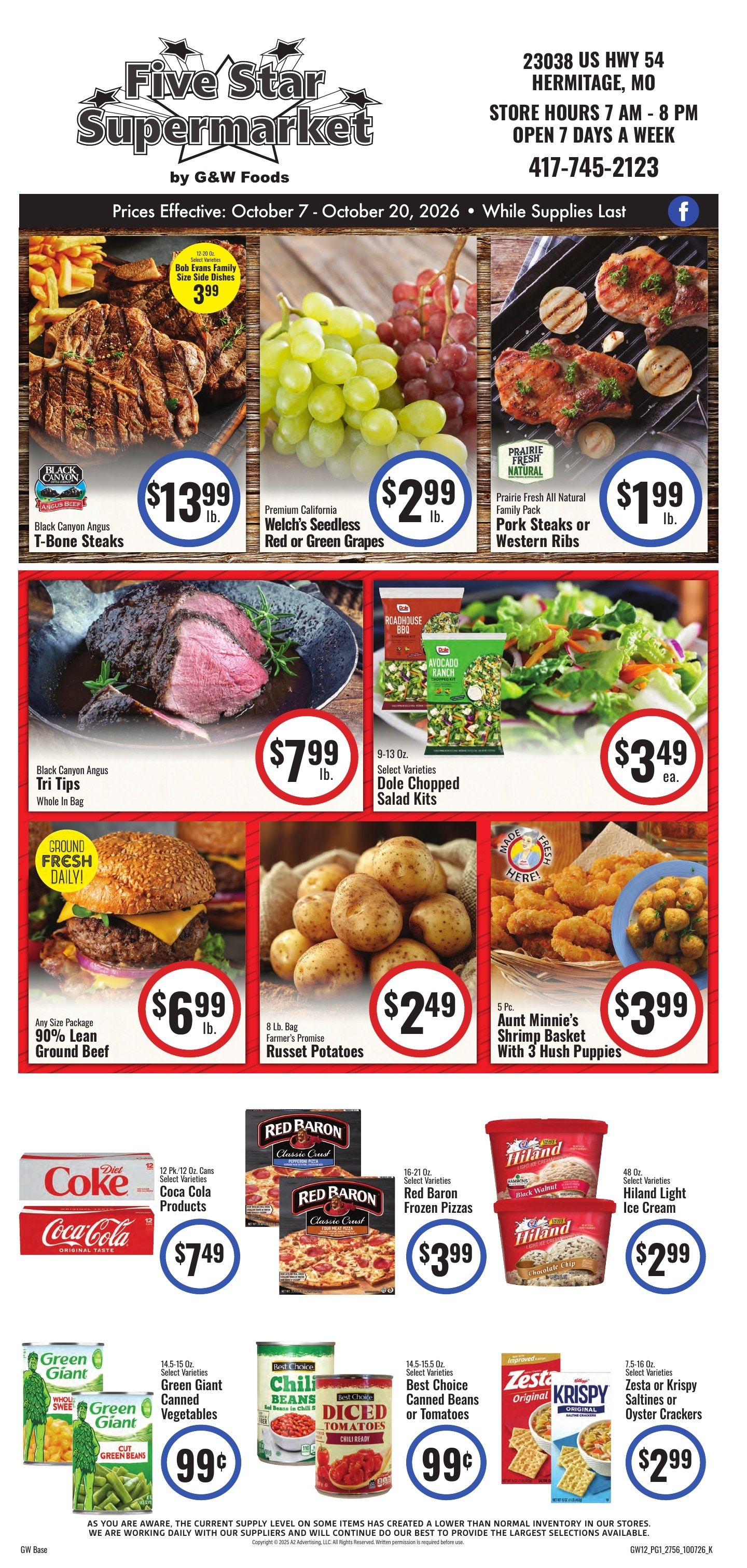 GW 5 Star Super Market Weekly Ad October 7 - 20, 2026