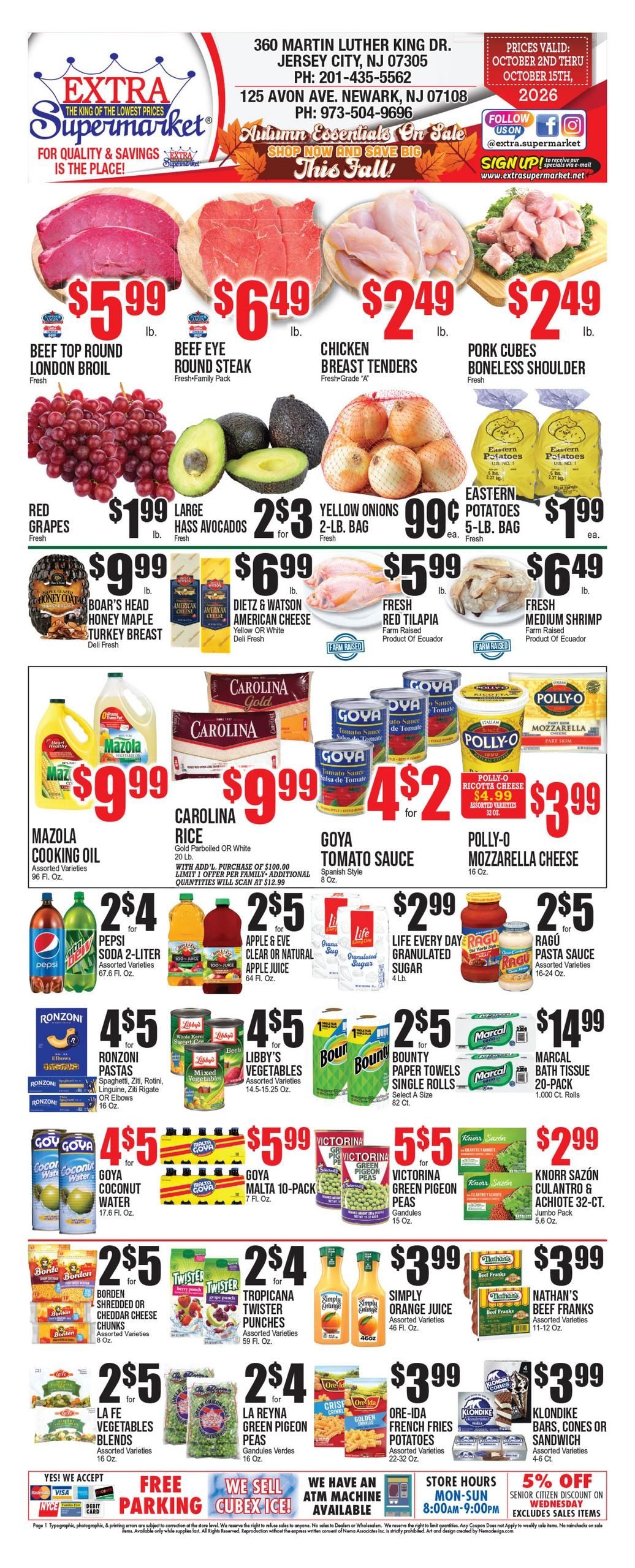 Extra Supermarket (Belleville Area, NJ) Weekly Ad October 2 - 15, 2026