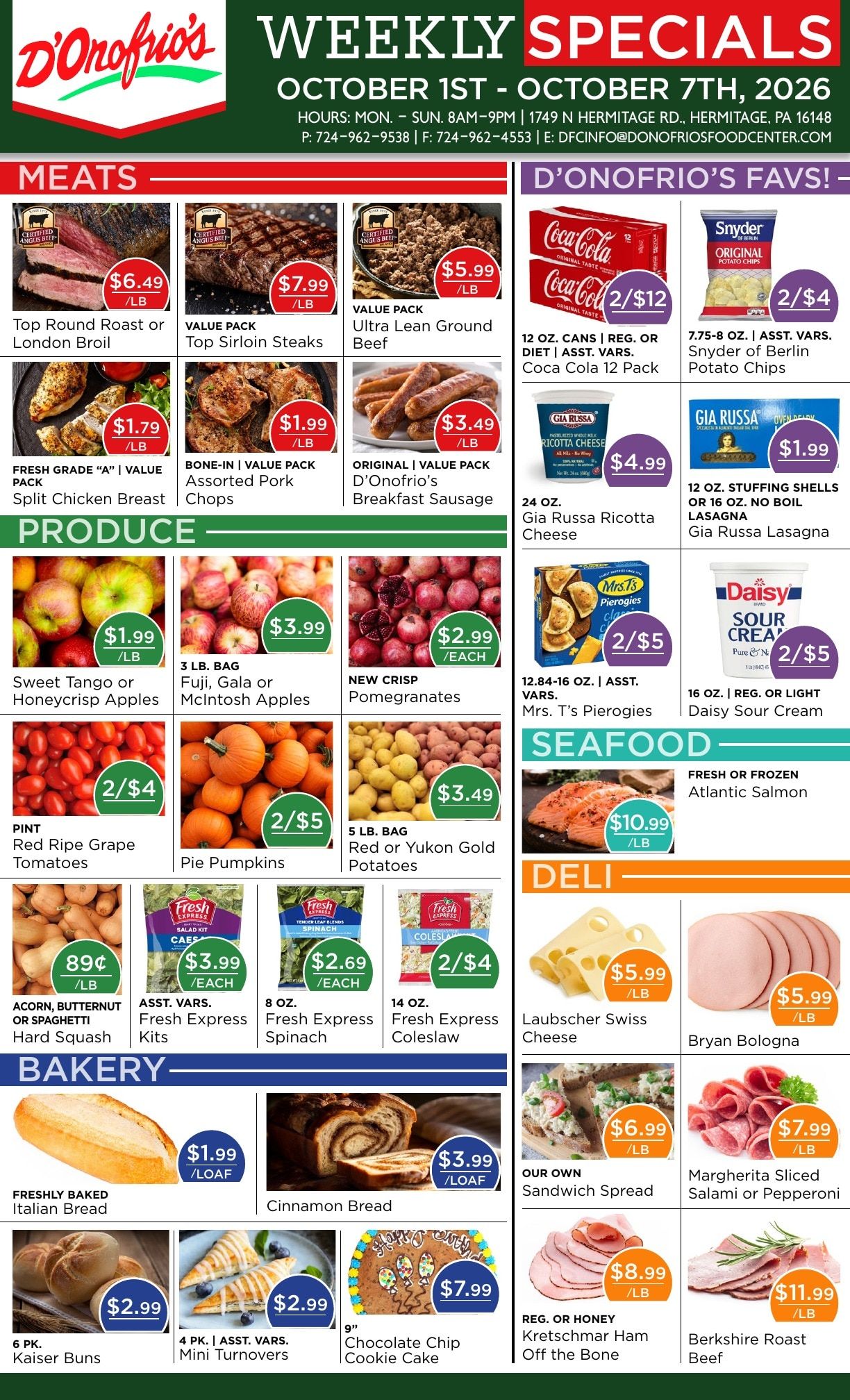 D'Onofrio's Food Center Weekly Ad October 1 - 7, 2026