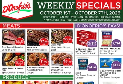 D'Onofrio's Food Center Weekly Ad October 1 - 7, 2026