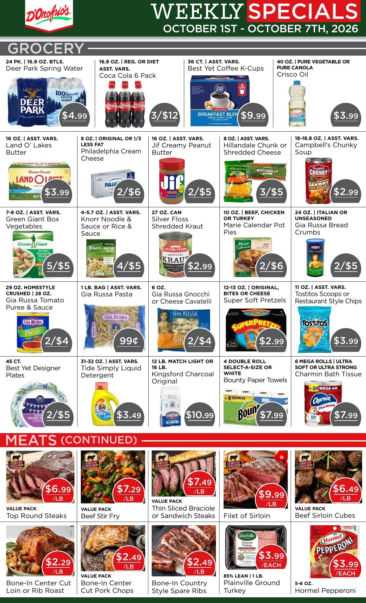 D'Onofrio's Food Center Weekly Ad October 1 - 7, 2026