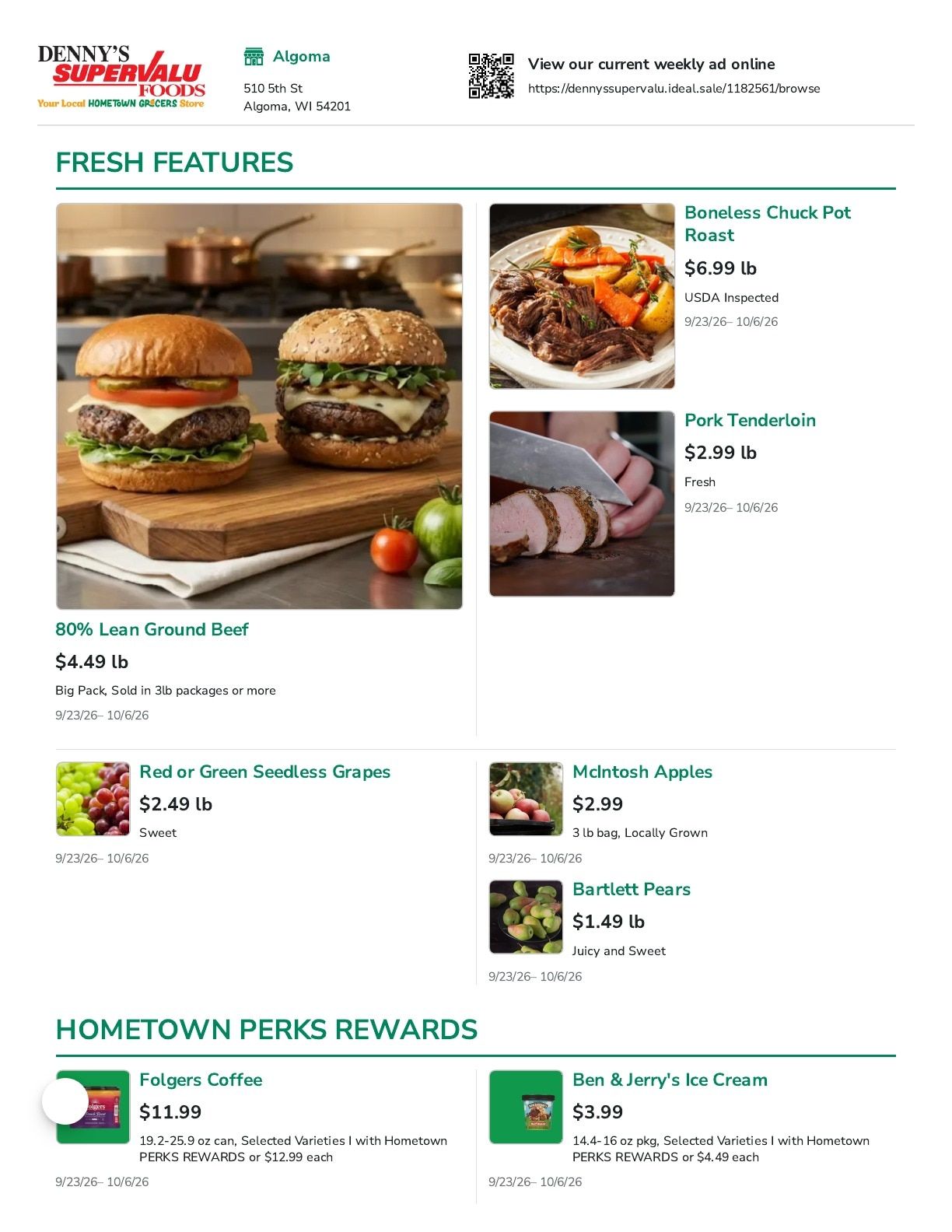 Denny's SuperValu Weekly Ad September 23 - October 6, 2026