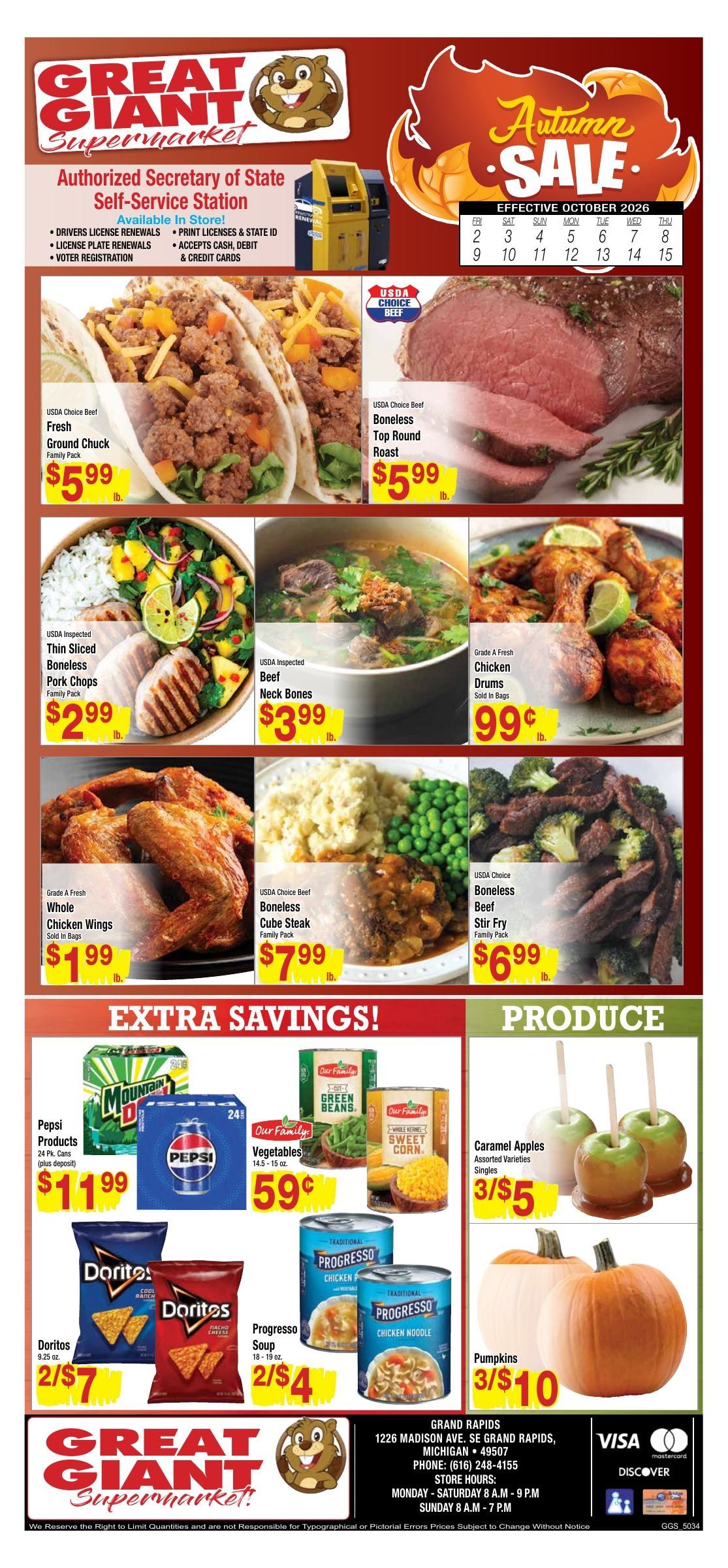 Great Giant Supermarket (1226 Madison Avenue Southeast, Grand Rapids, MI) Weekly Ad October 1 - 14, 2026
