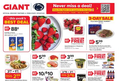 Giant Food Stores (Coalport-Orbisonia Area, PA) Weekly Ad October 2 - 8, 2026