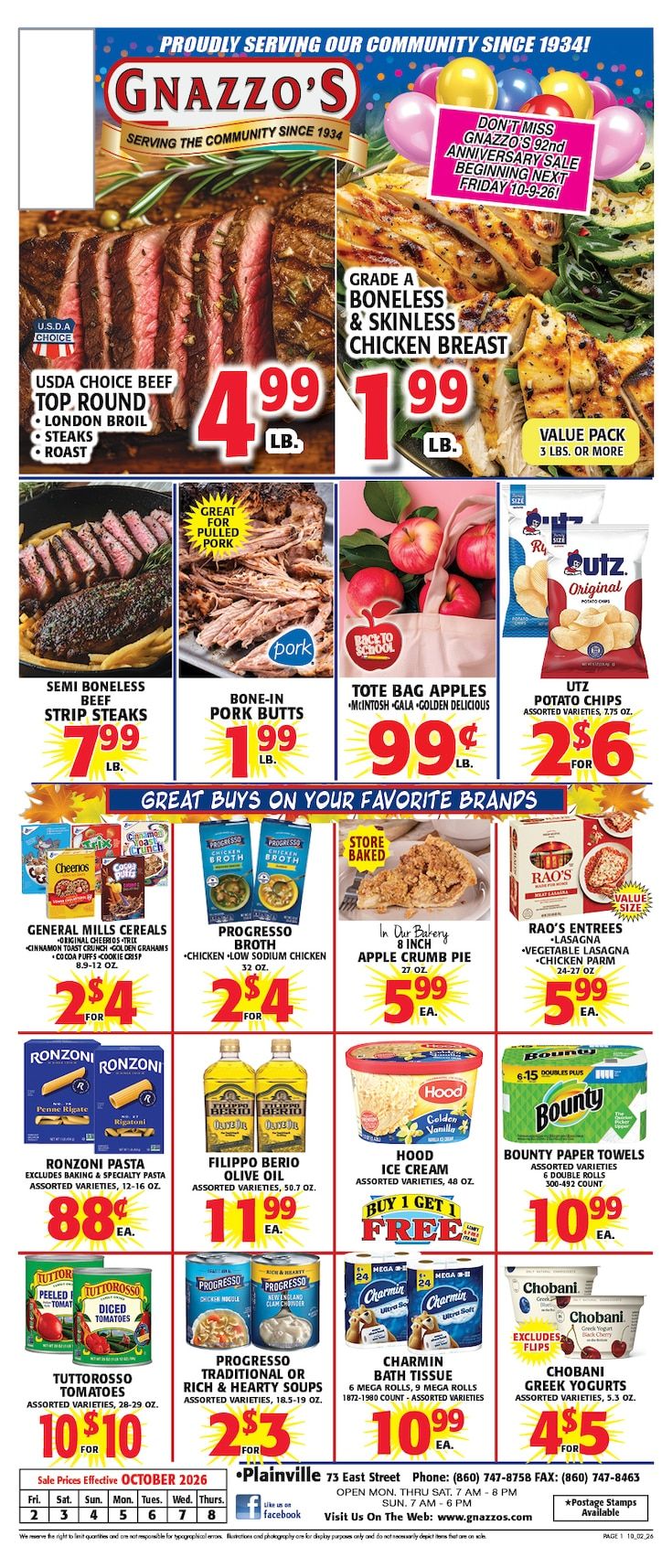 Gnazzo's Food Center Weekly Ad September 30 - October 6, 2026
