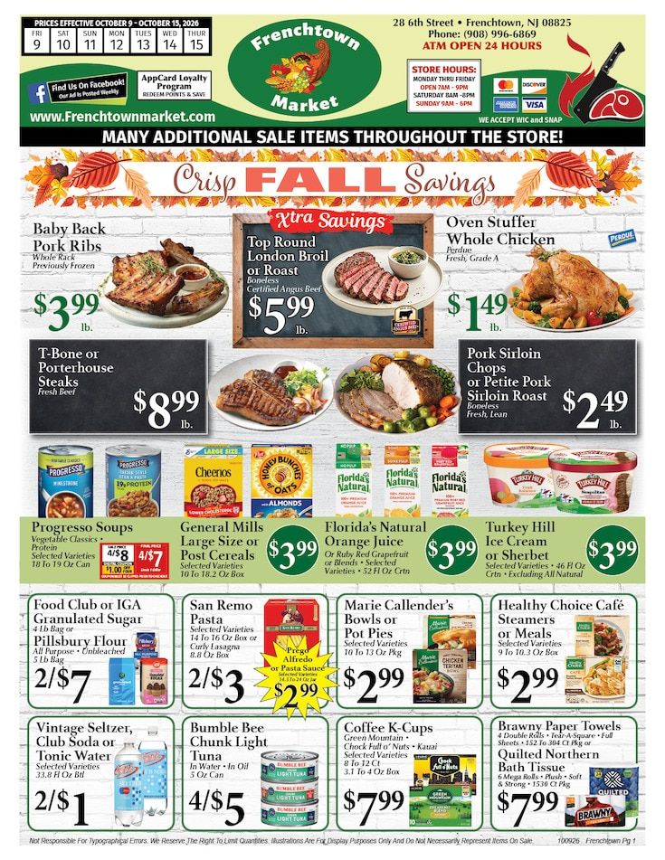 Frenchtown Market Weekly Ad October 9 - 15, 2026