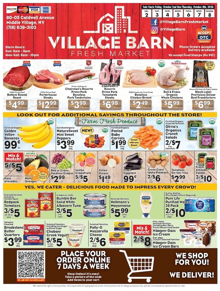 Village Barn Fresh Market Weekly Ad October 2 - 8, 2026