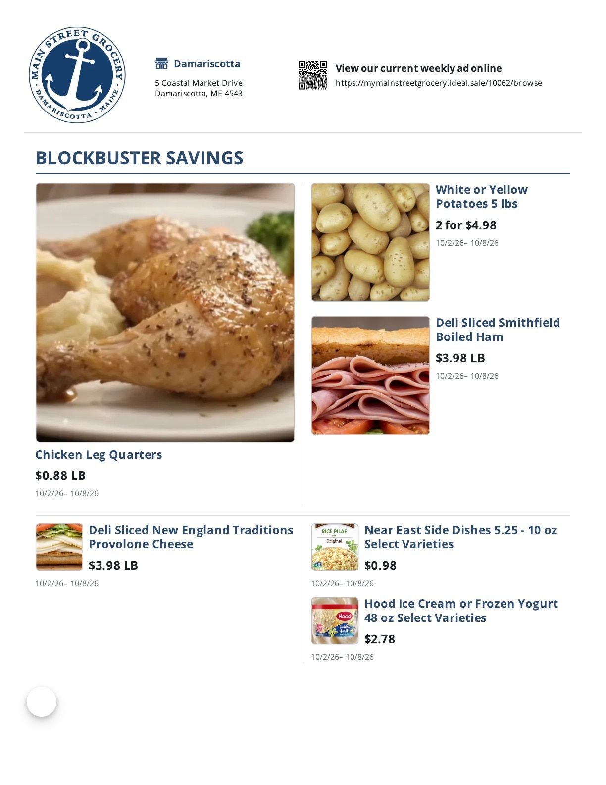 Main Street Grocery Weekly Ad October 2 - 8, 2026