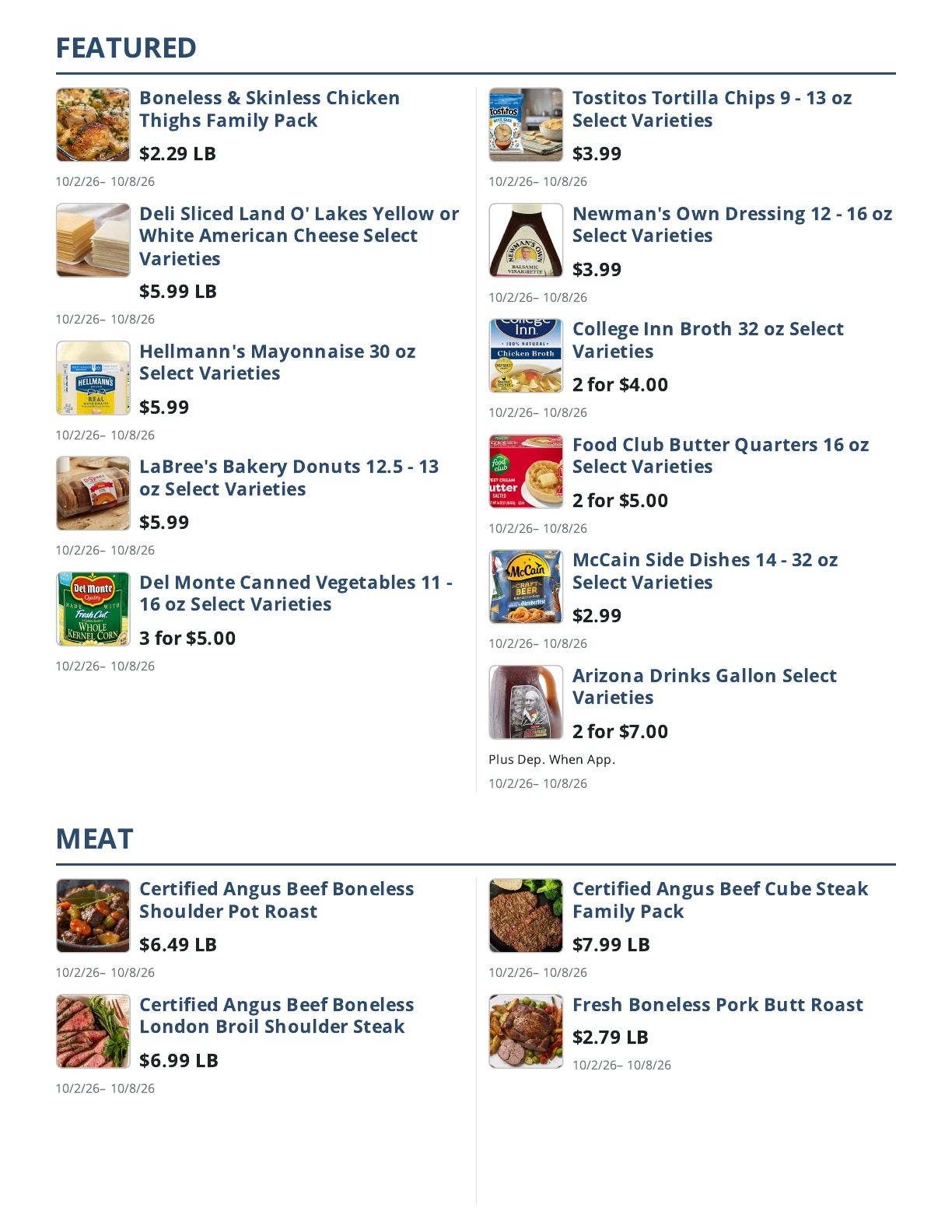 Main Street Grocery Weekly Ad October 2 - 8, 2026