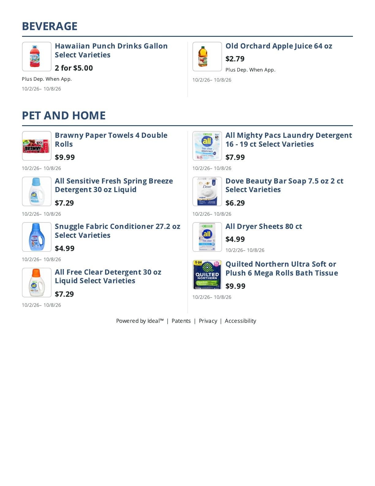 Main Street Grocery Weekly Ad October 2 - 8, 2026
