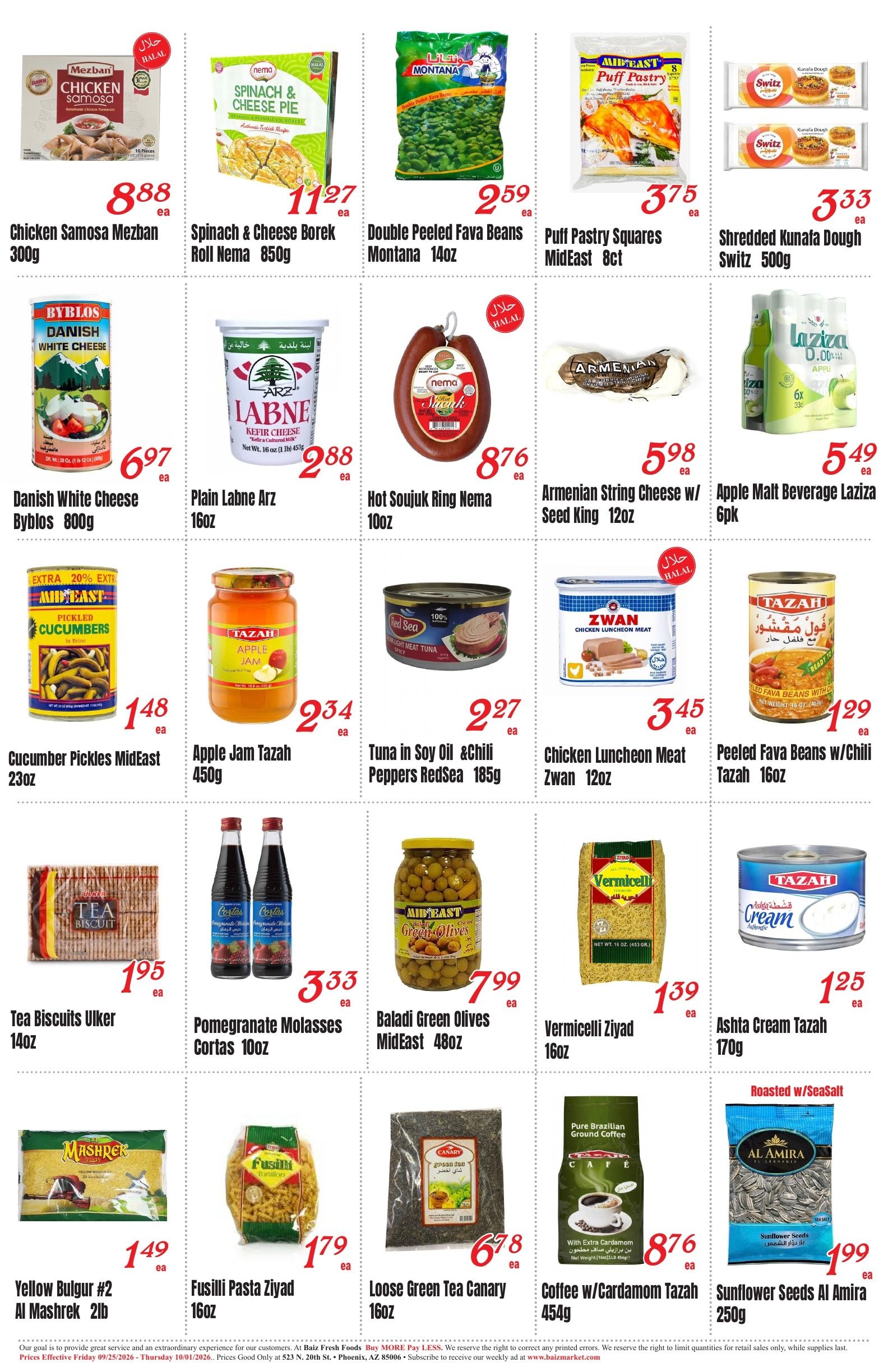 Baiz Market (523 North 20th Street, Phoenix, AZ) Weekly Ad September 25 - October 1, 2026