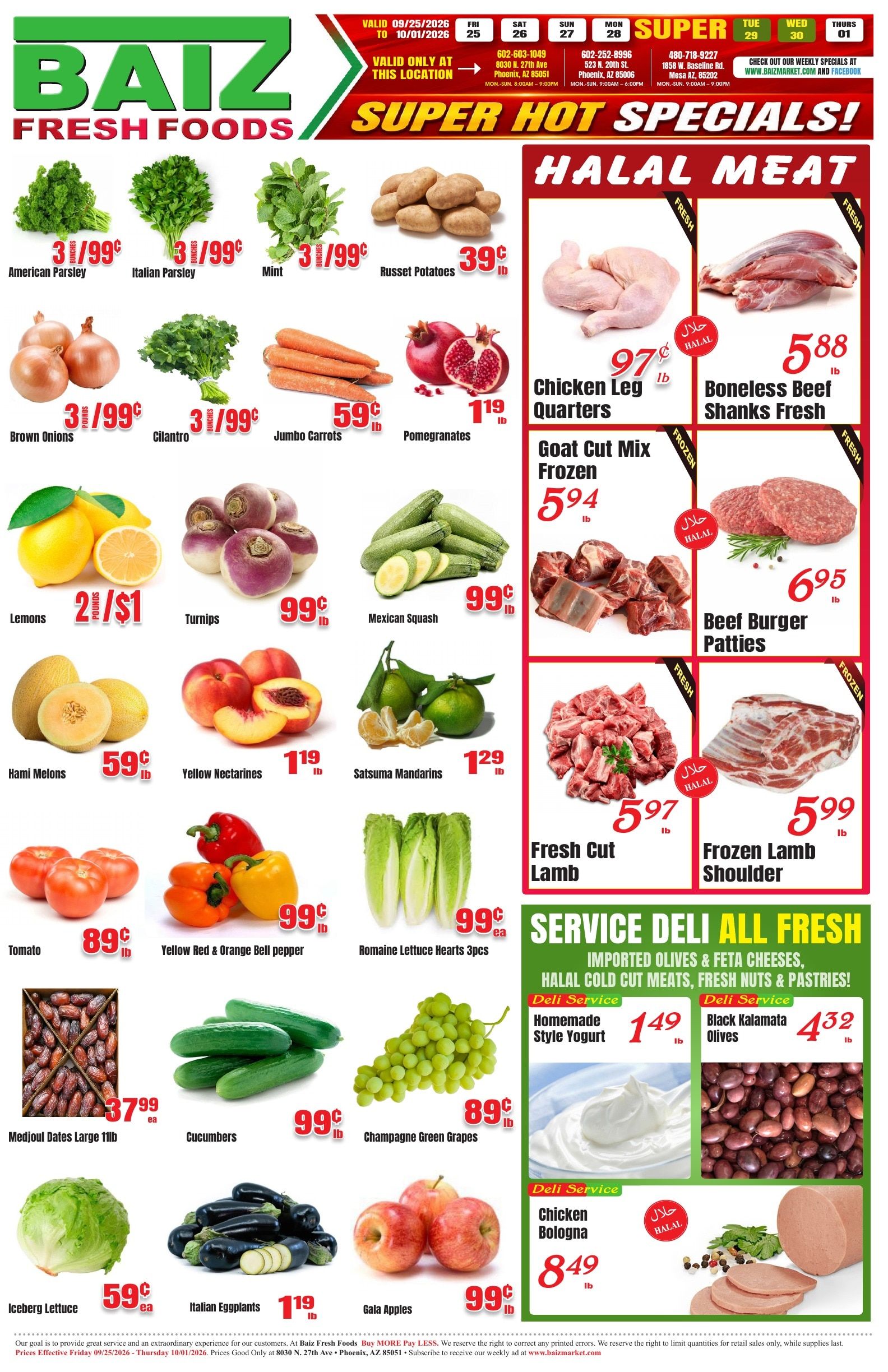 Baiz Market (8030 North 27th Avenue, Phoenix, AZ) Weekly Ad September 25 - October 1, 2026