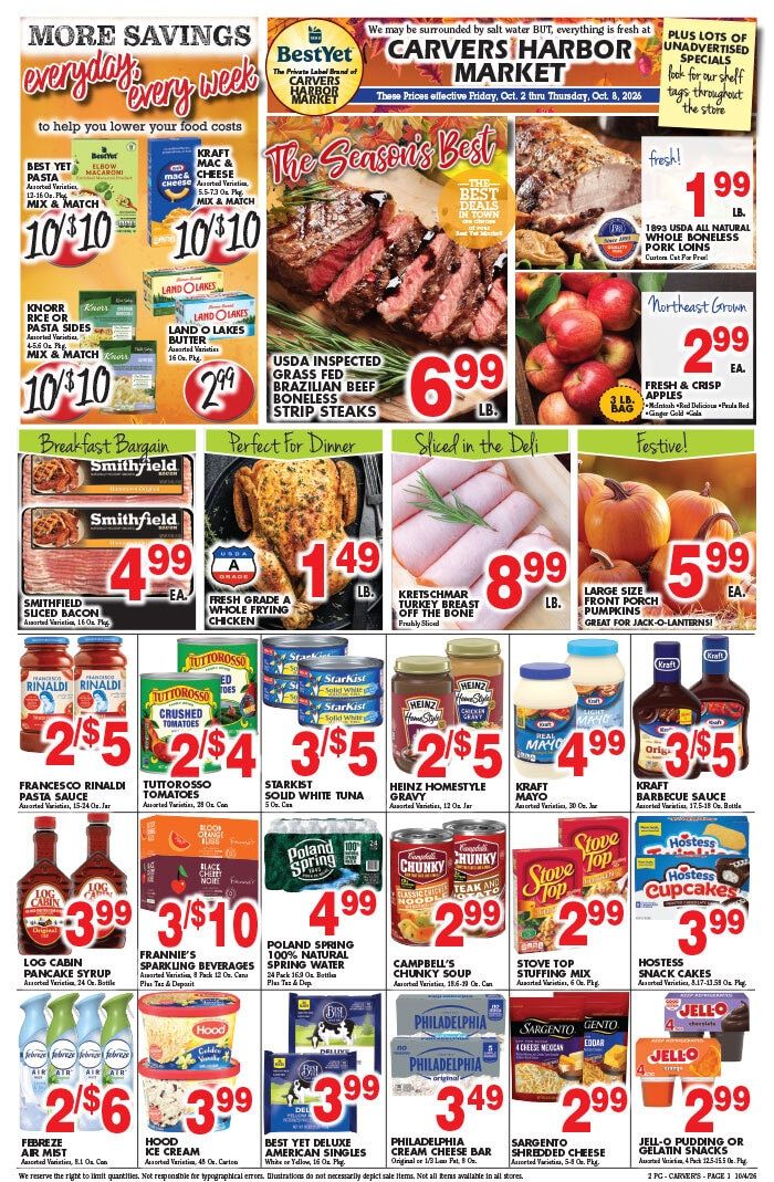 Carver's Harbor Market Weekly Ad October 2 - 8, 2026