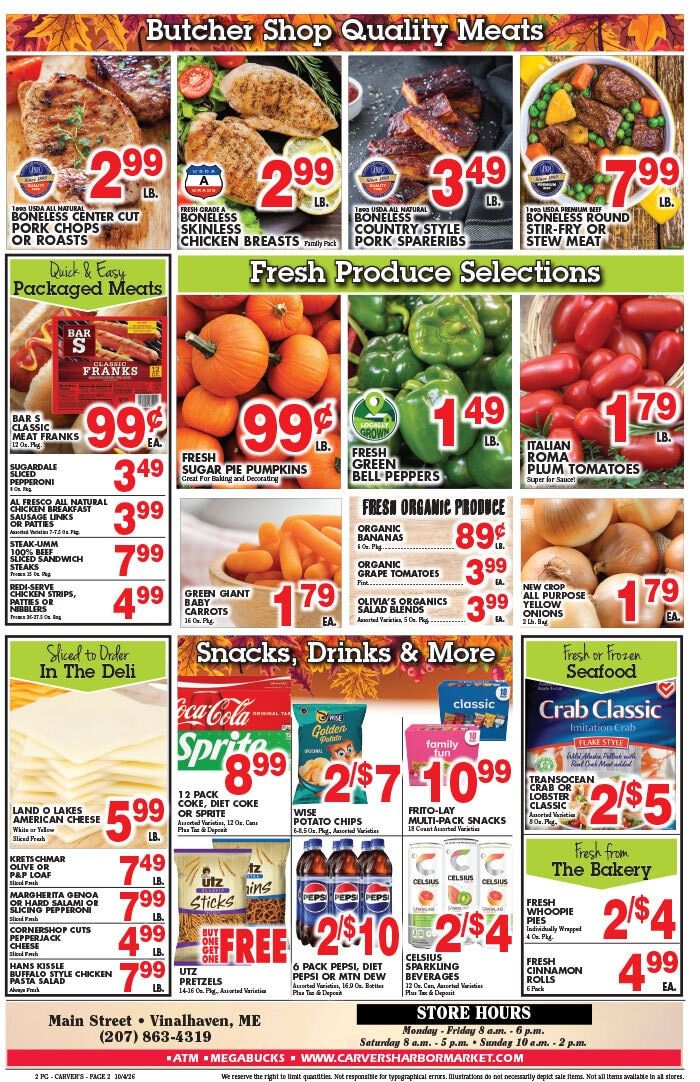 Carver's Harbor Market Weekly Ad October 2 - 8, 2026