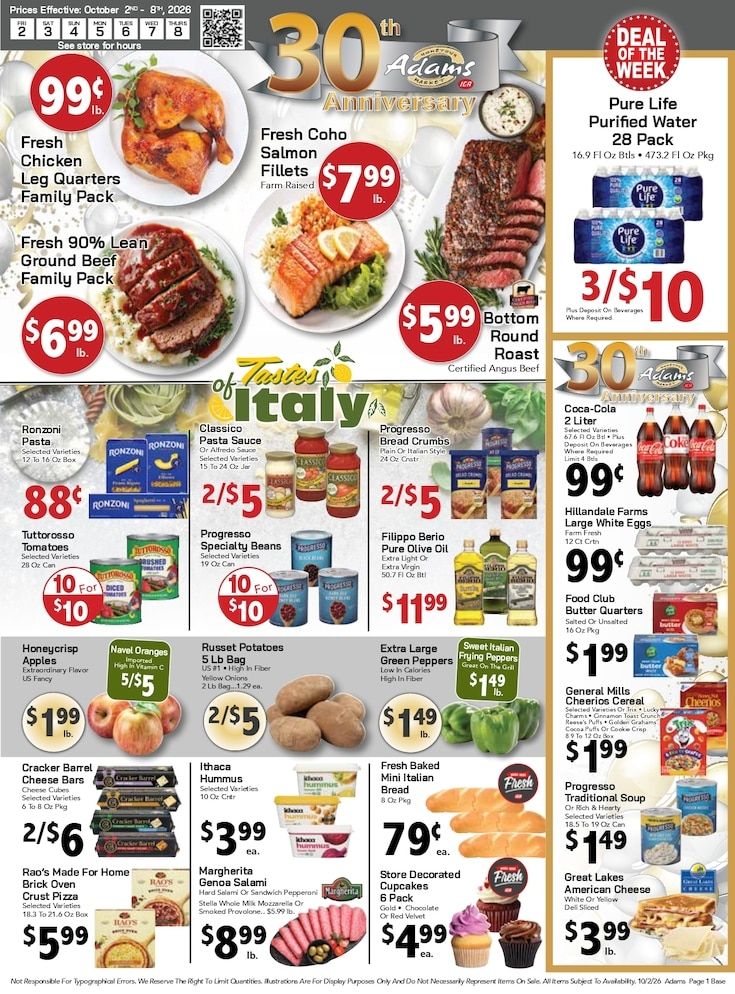 Adams Hometown Market (25 Providence Street, West Warwick, RI) Weekly Ad October 2 - 8, 2026