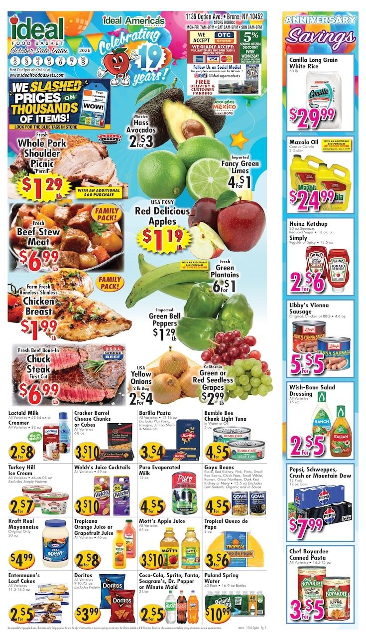 Ideal Food Basket (Bronx, NY) Weekly Ad October 2 - 8, 2026