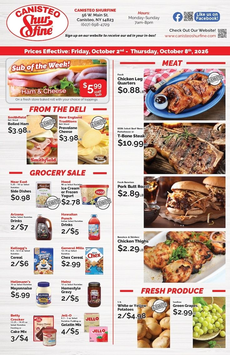 Canisteo Shurfine Weekly Ad October 2 - 8, 2026