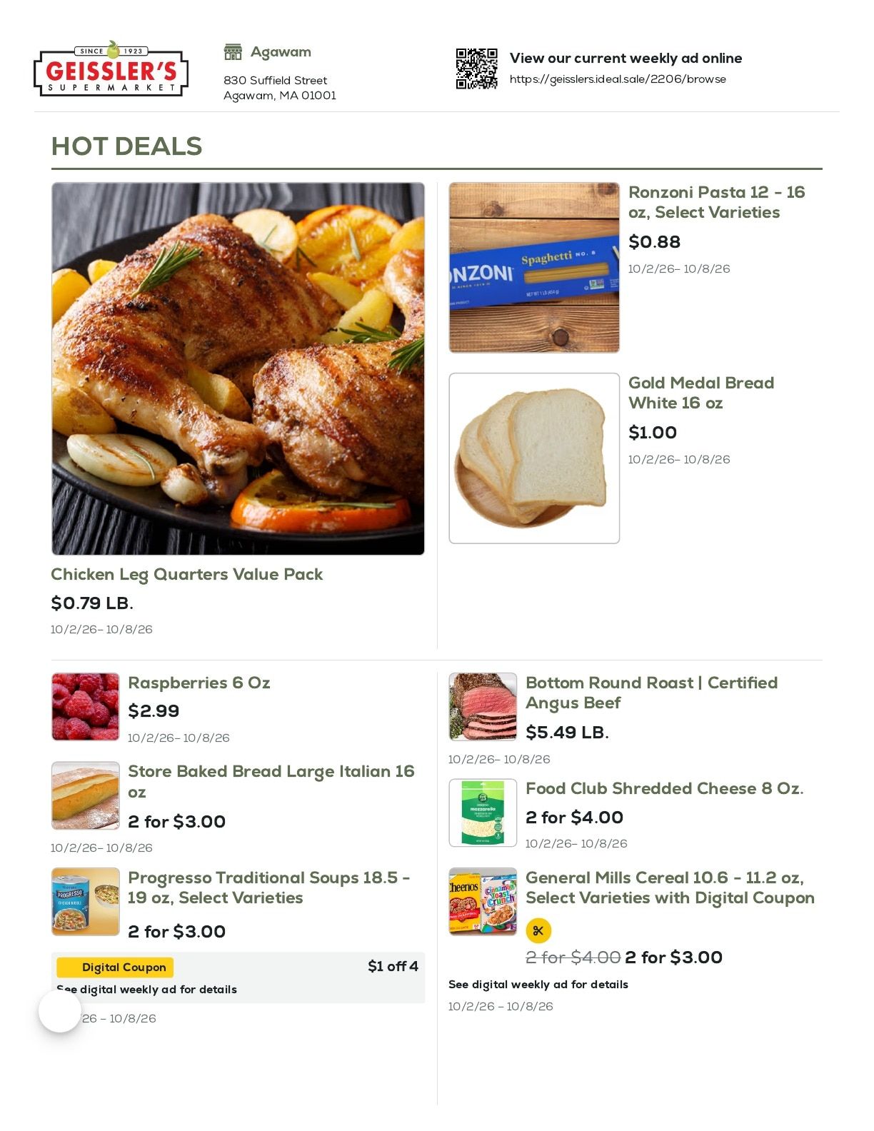 Geissler's Supermarket Weekly Ad October 2 - 8, 2026